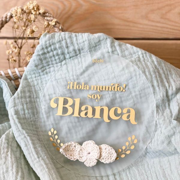 Placa «Hola Mundo» Personalizada Crochet