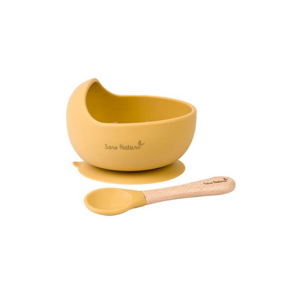 Set de alimentación (bol con ventosa y cuchara) Mostaza