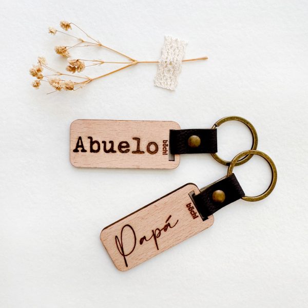 Llavero de madera personalizado «papá, abuelo…»