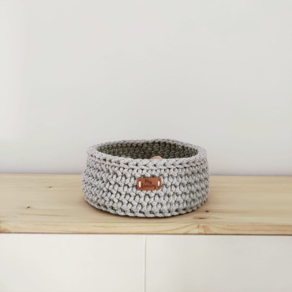 Panera o Cesto de Crochet Gris